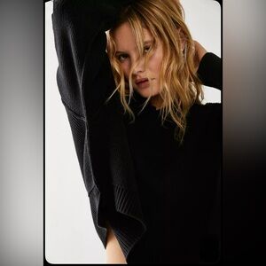 Free People Black Easy Street Crop Pullover